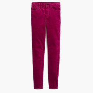 NWT J Crew Mercantile Midrise Skinny Jean in Fresh Raspberry Velvet size 36